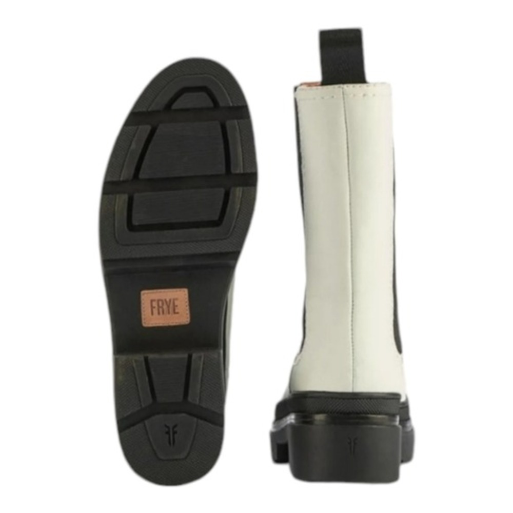 Frye Chelsea Platform Boots Off White Leather Black Accents Lug Sole Size 7 new - Picture 10 of 14